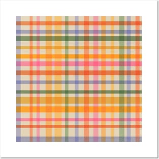 Rainbow Gingham Pattern Retro Cottagecore Cute Posters and Art